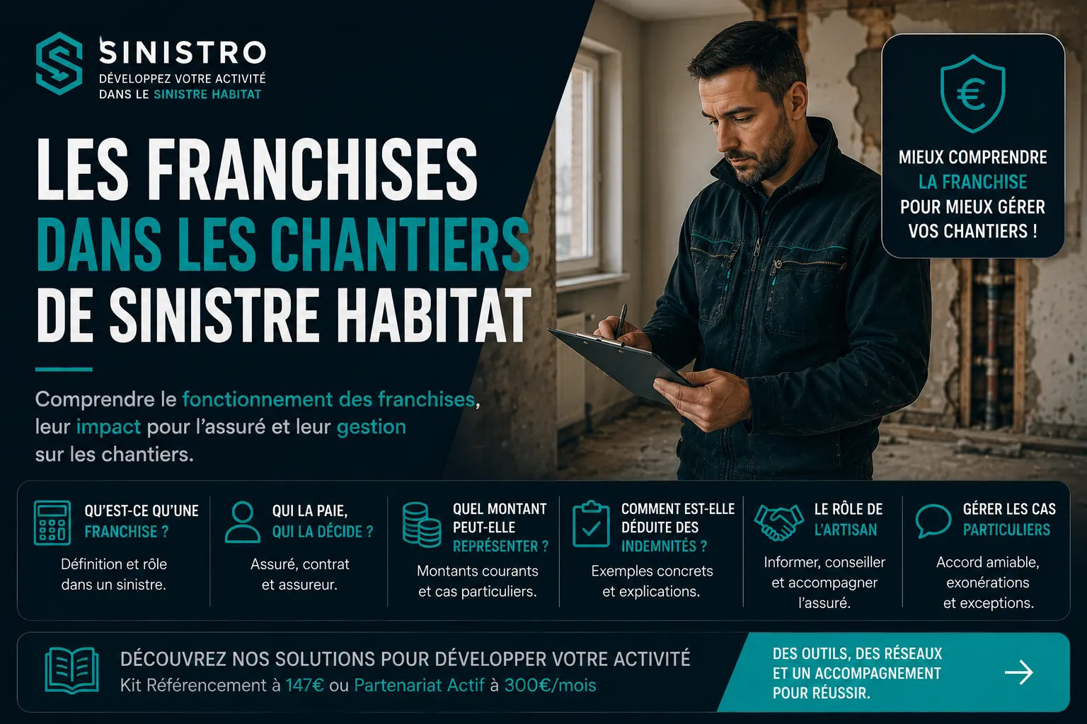 Les franchises dans les chantiers de sinistre habitat — guide Sinistro