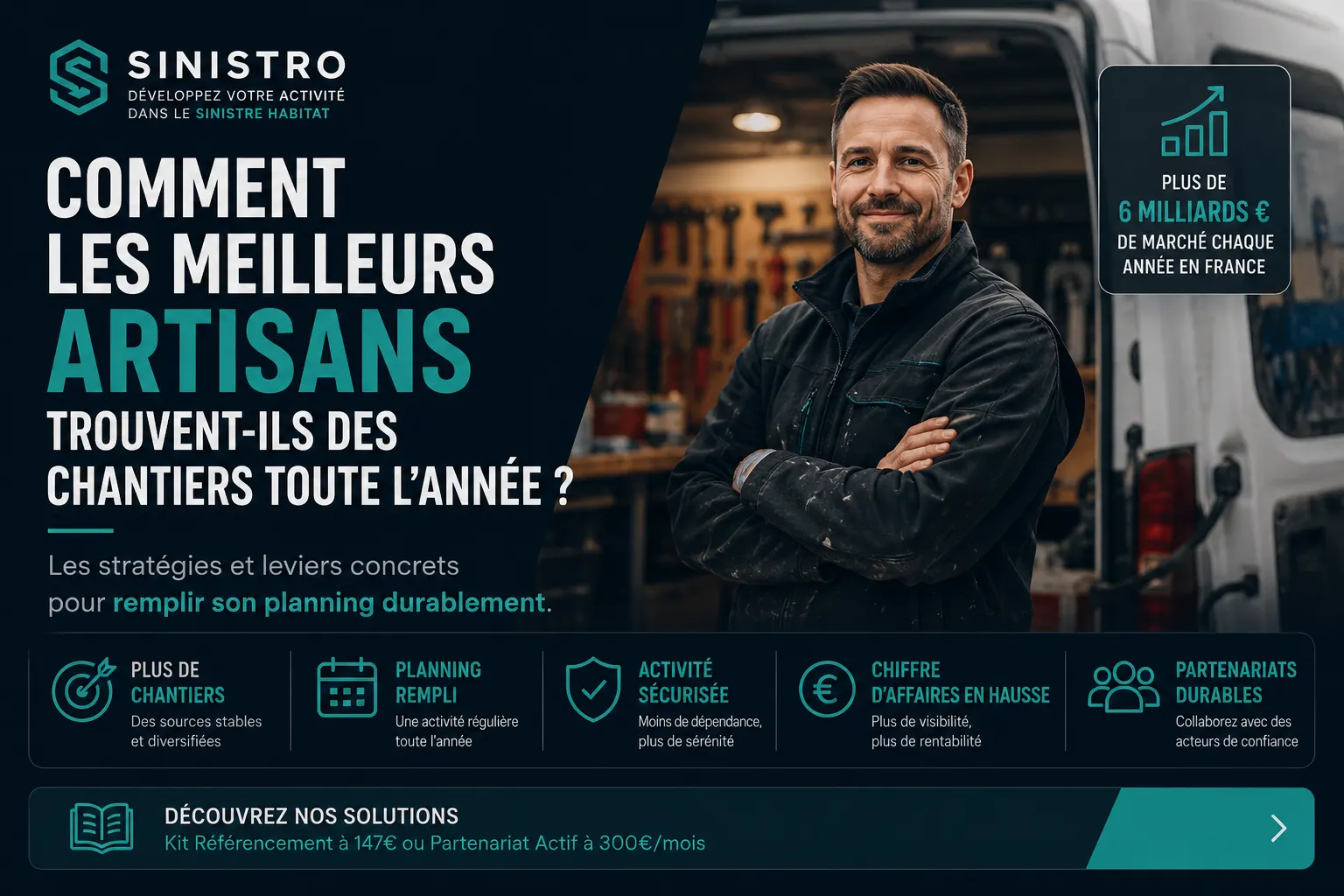 Comment les meilleurs artisans trouvent-ils des chantiers toute l'année — guide Sinistro