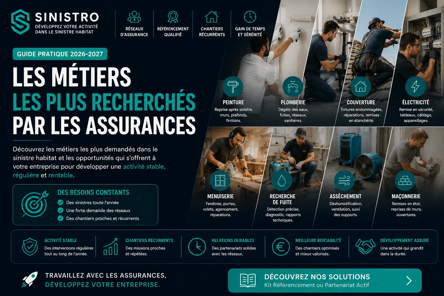 Les métiers les plus recherchés par les assurances en 2026-2027 — guide Sinistro