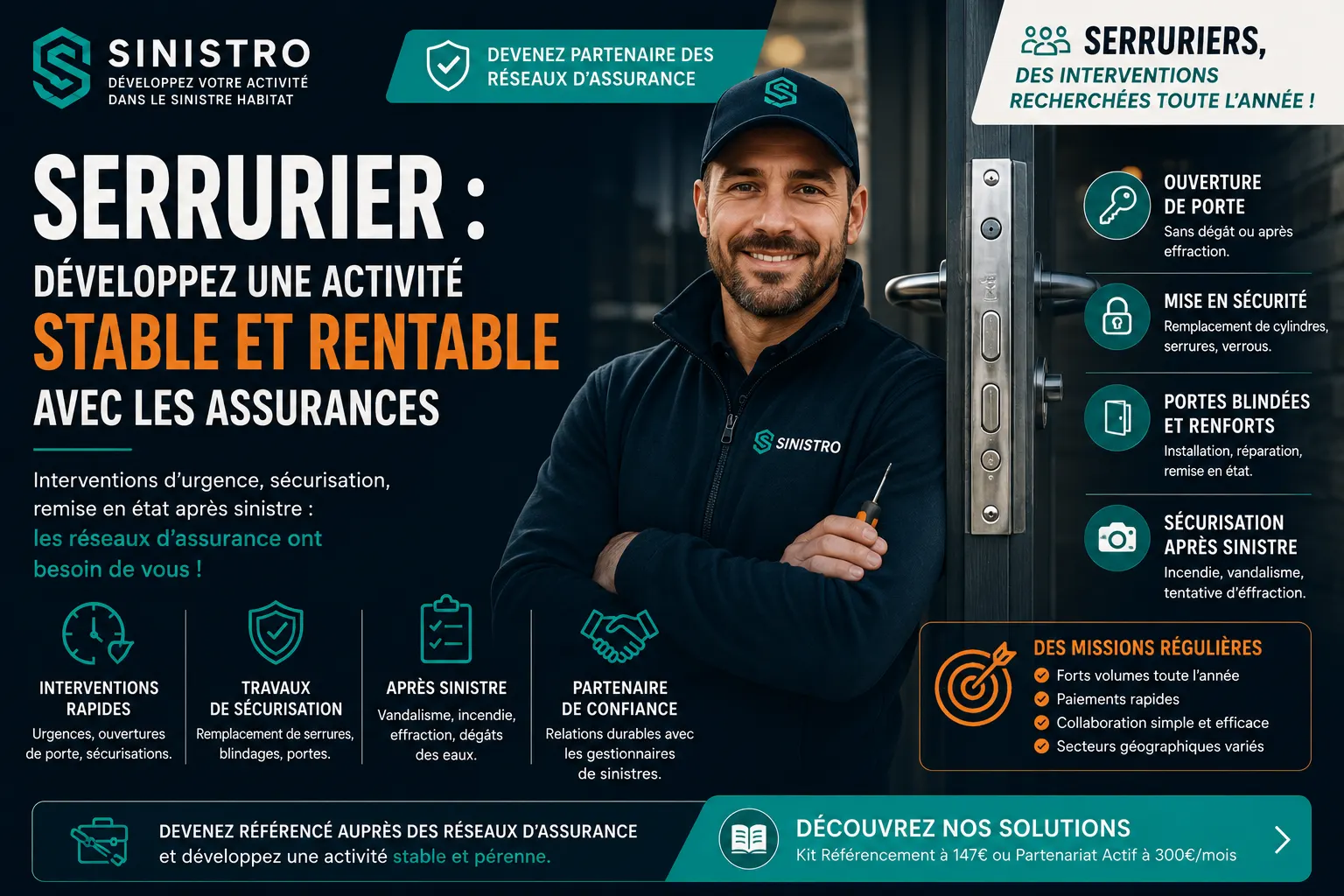 Les serruriers : pourquoi les réseaux d'assurance recherchent des partenaires toute l'année — guide Sinistro